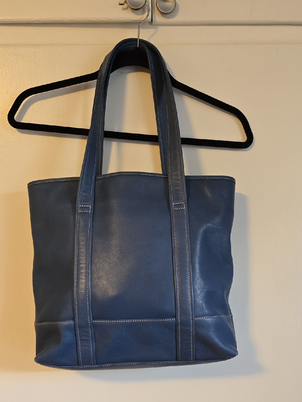 Vintage COACH Leather Tote Bag With White Stitching